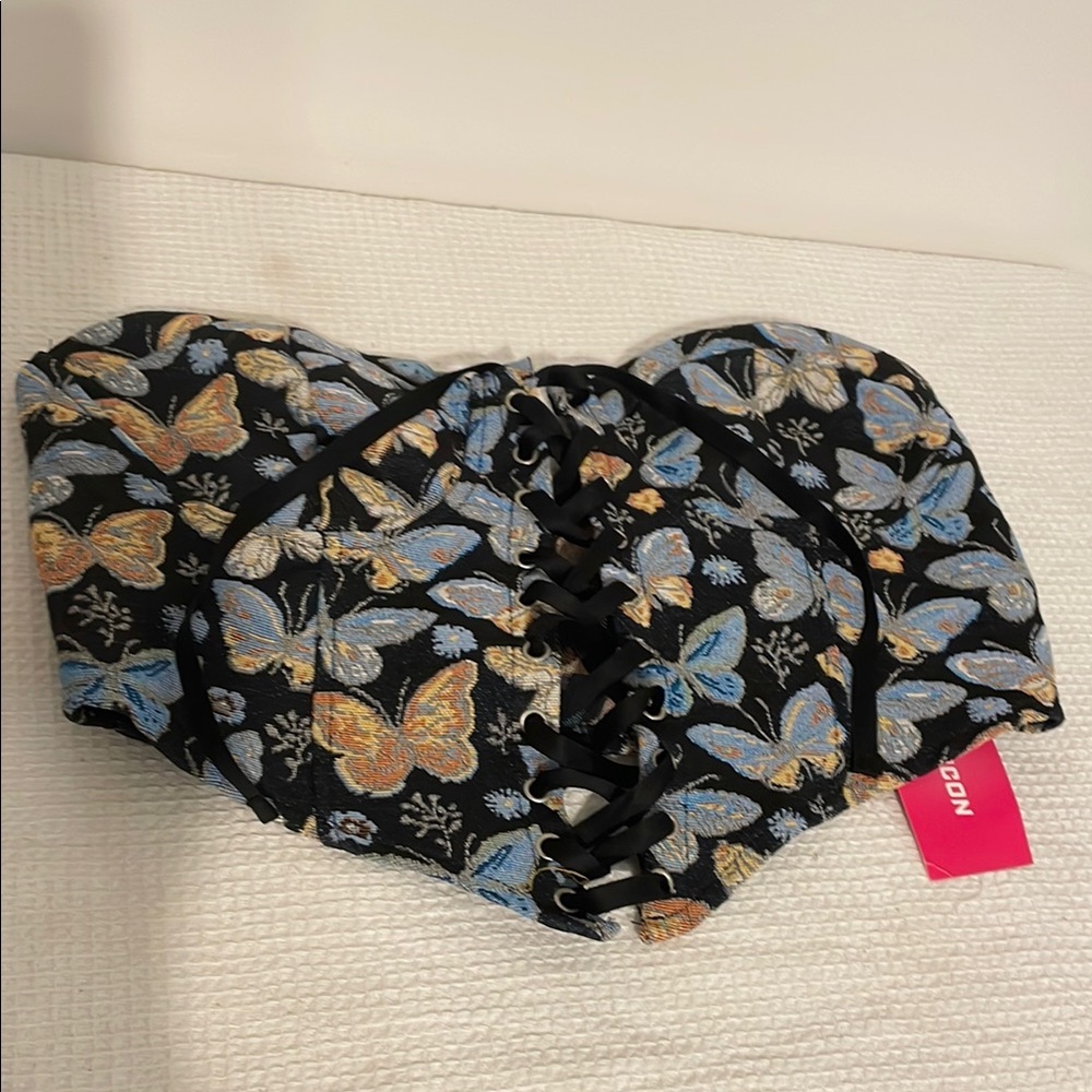 NWT SHEIN Icon Floral Lace-Up Corset cropped size medium